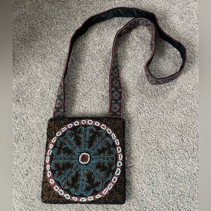 Vintage hand beaded crossbody bag